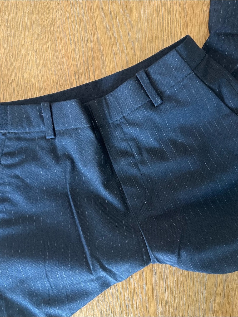 Classic Navy Pinstripe Women's Straight Ankle Pants